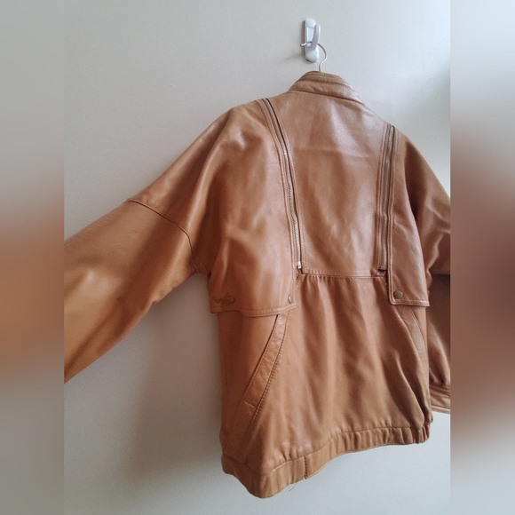 Vintage Genuine Leather Jacket 3 ways to wear - Trendy! with dropped armhole - Picture 5 of 13